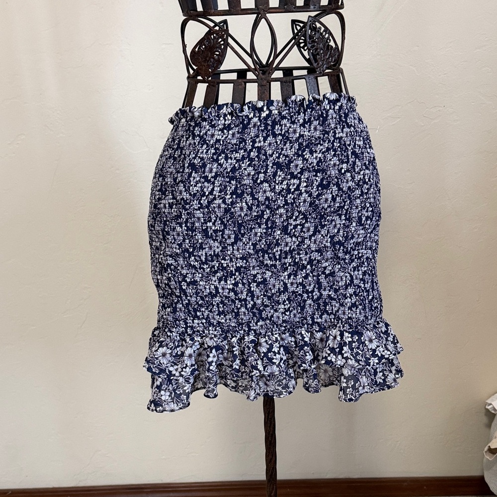 1. State Navy Floral Mini Skirt